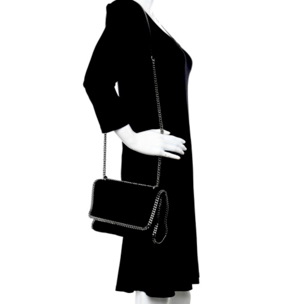 Stella McCartney Shaggy Deer Falabella Messenger Black